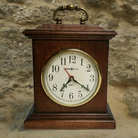 Vintage Howard Miller Mantel Clock Quartz 612-350 Wood Battery Alarm READ Parts - Picture 1 of 16